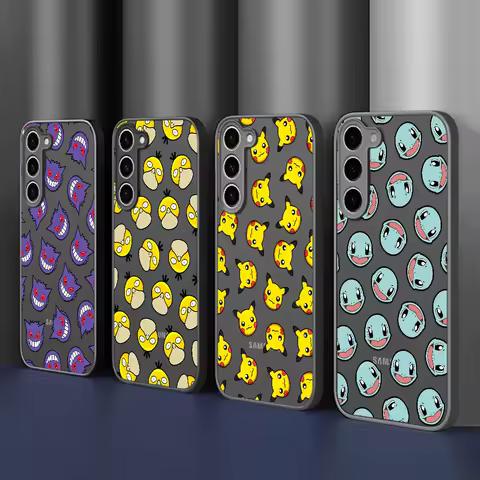 Pokemon Pikachu Charmander Case for Samsung Galaxy S23 S25 Edge S21 S22 S24 Ultra S20 FE S10 Lite S9 Plus Black Phone Cover