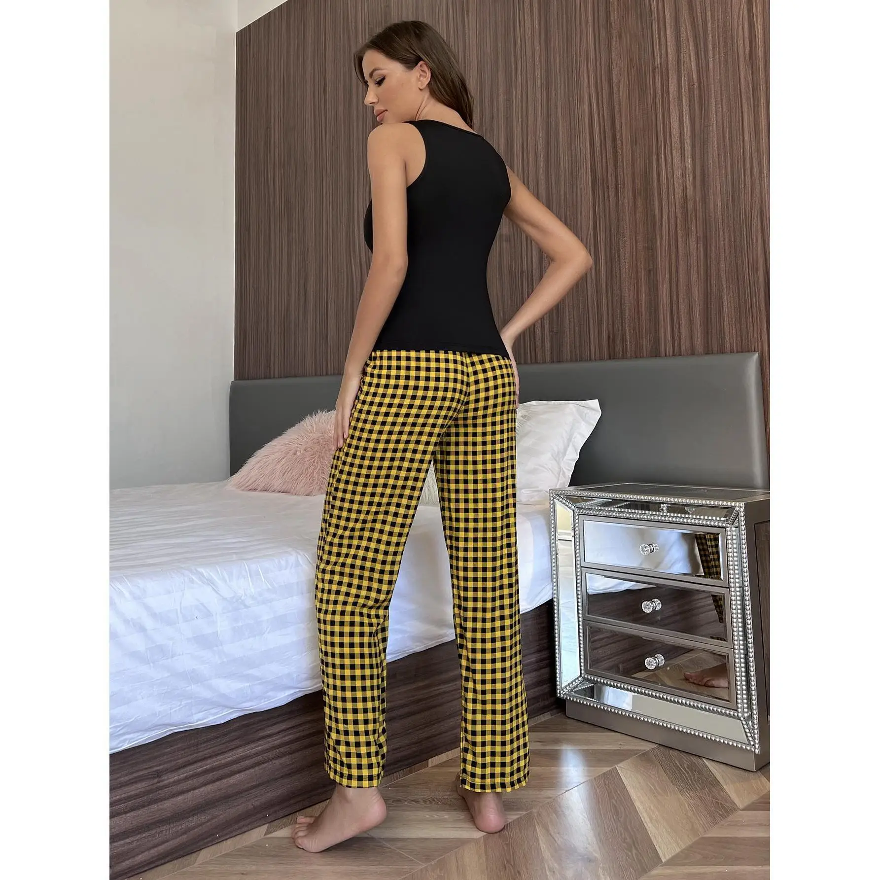 

Pajamas For Women In Spring And Autumn, Camisole, Vest, Pants, Home Clothing Set, Pampas