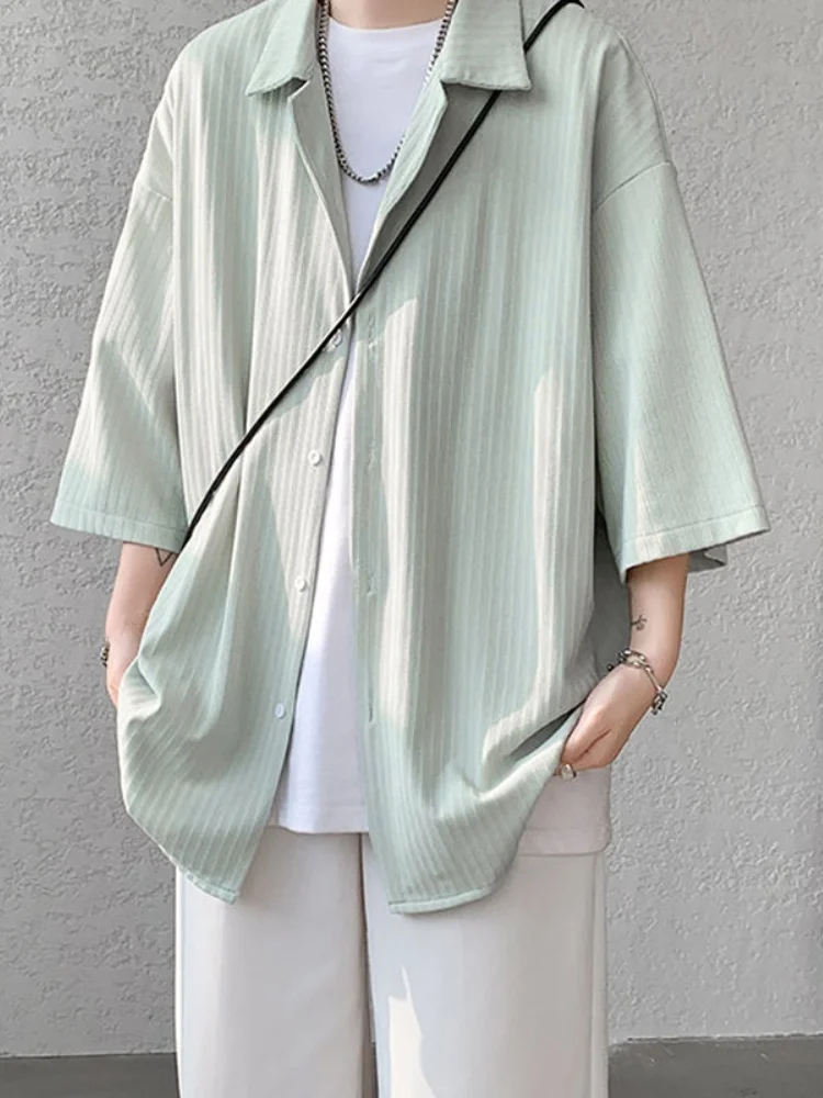 

Retro Japanese Sle Men's ort Sve irt Summer Loose Fit Youth Breathable Regular Sve Length Button down irt