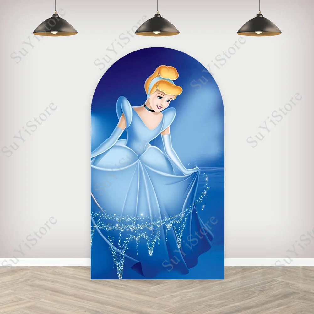 Cinderella Arch Photography Backdrop Girls Birthday Disney Princess With Glass Slipper And Pumpkin Carriage Photo Background