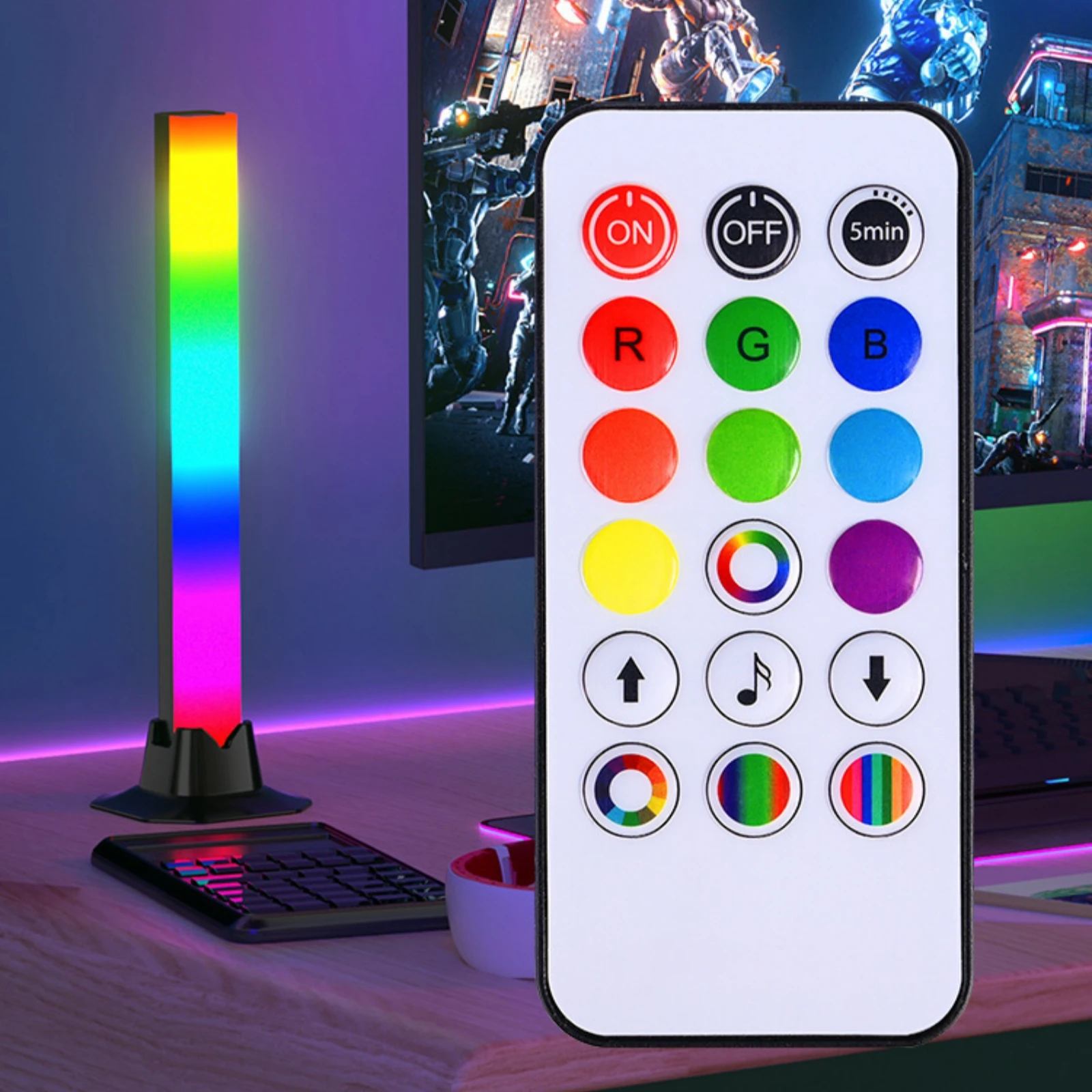 2 قطعة/الحزمة RGB لاقط ضوء الموسيقى إيقاع أضواء USB قابلة للشحن عيد الميلاد الديكور سطح المكتب RGB ضوء بار إيقاع الموسيقى #6