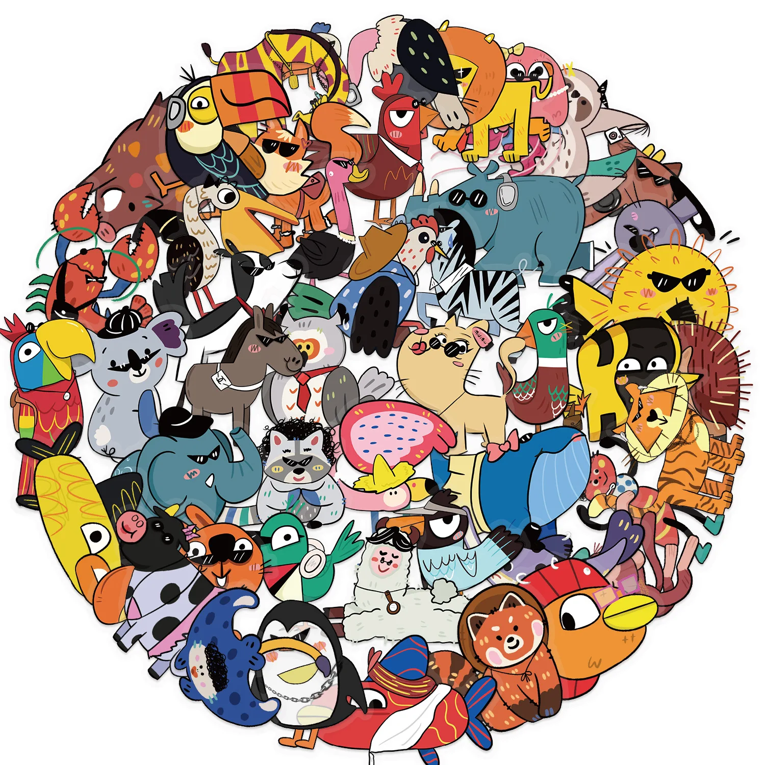 

10/50PCS Funny Animal Stickers Kids Toys Decoration Cute Graffiti DIY Cartoon Transparent Stickers Laptop Guitar Car Bike Decals