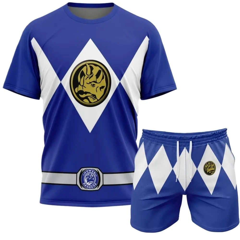 2027 Kinder Neues Bandai Power Rangers T-Shirt und Shorts für Herren und Damen, Oversized, Atmungsaktiv, Schnelltrocknend, Fitness-Lauf-Sportbekleidungs-Set ﻿ – Detail 6