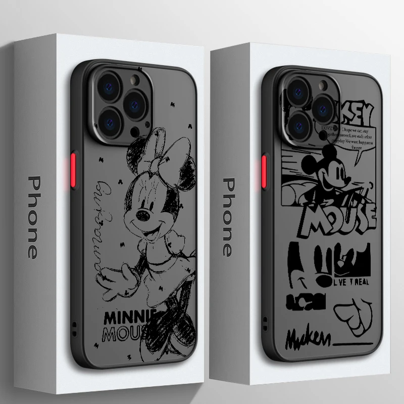 Disney Mickey Fashion Phone Case For Apple iPhone 15 14 13 12 11 XS Mini Pro Max 8 7 XR X Matte Frosted Translucent