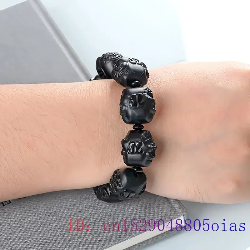 Burmese Jade Arhat Bracelets Emerald Black Jewelry Jadeite Men Stone Women Amulet Luxury Accessories Gift Natural Bracelet