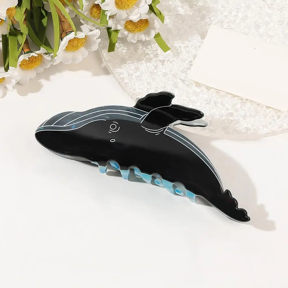 Creative Blue Whale Acetate Hair Claw Women Cartoon High Ponytail Hairpins Crab Clips Hair Accessories Dolphin Shark Clip Cute