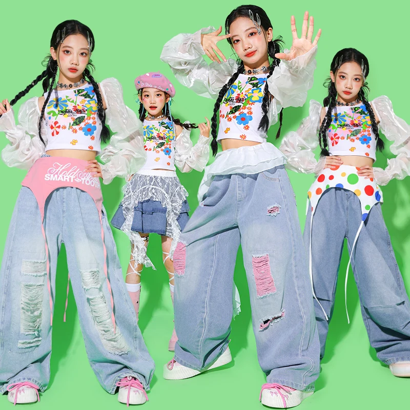 

Укороченный топ для девочек в стиле хип-хоп, юбки для уличных танцев, брюки-карго, детские шорты K-pop, уличная одежда, детский джазовый костюм, комплект групповой одежды для девочек