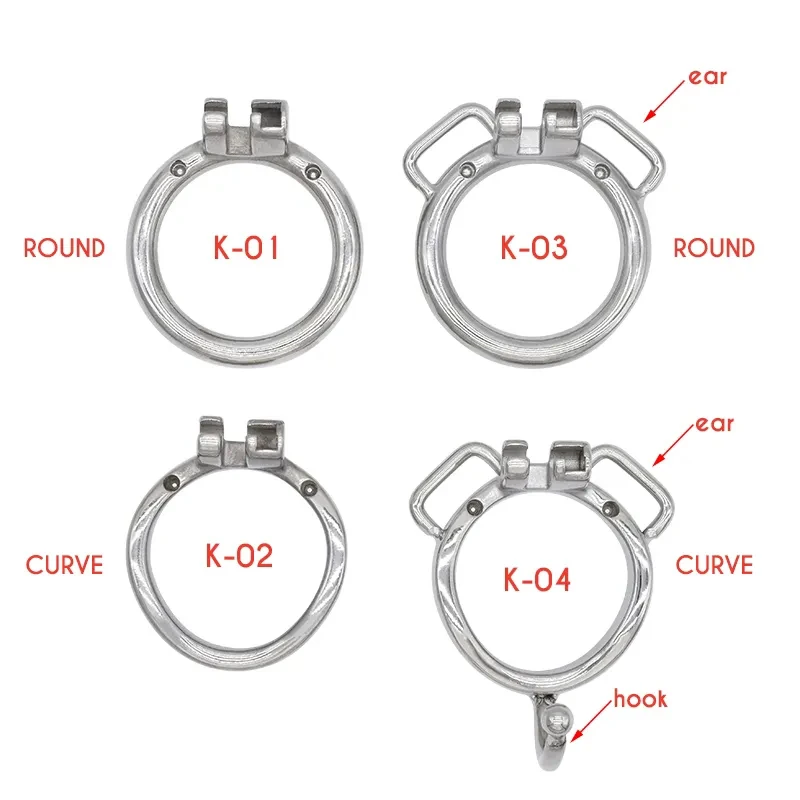 NEW K01 K02 K03 K04 Metal Penis Rings for FRRK Chastity Cage Uses Built-in Lock Strap PU Belt 40mm 45mm 50mm 55mm Sex Toys Shop