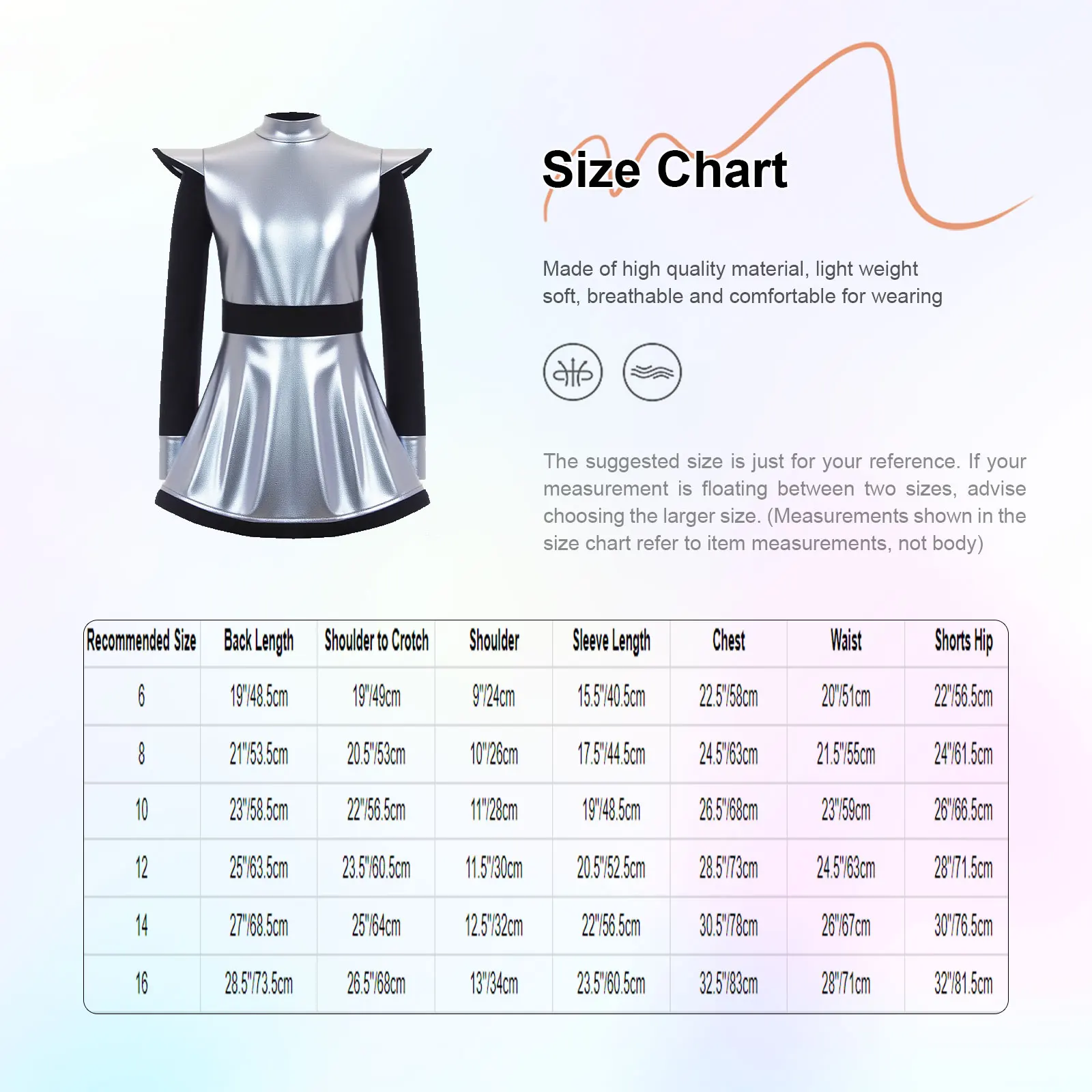 ชุดเดรสเด็กผู้หญิงธีมเอเลี่ยน แต่งกายแฟนซี ผ้ามันวาวสีรุ้ง คอเต่า แขนบานระบาย กระโปรงบัลเลต์ สำหรับงานปาร์ตี้และการแสดงบนเวที