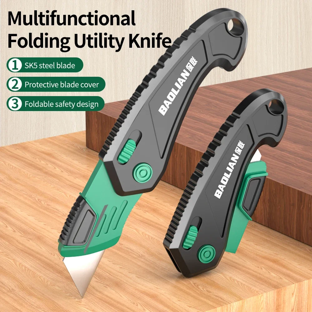 Foldable Art Knife Multi-Function Home Office Leather Carpet Cutting Anti-Shock Labor-Saving Craft Knife for Various Materials