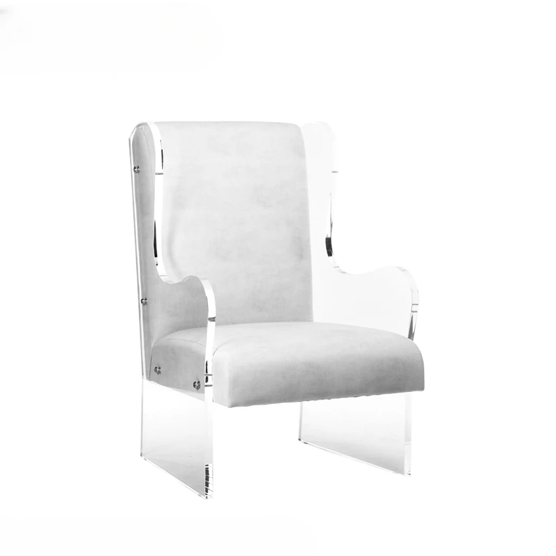 Home living room fabric single sofa chair acrylic art transparent balcony back lounge chair study office chair