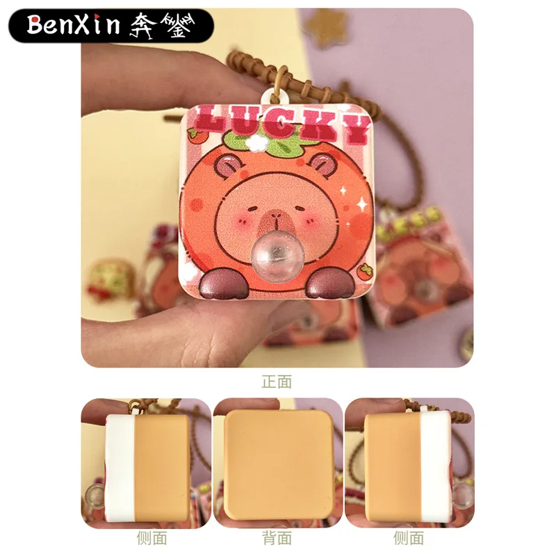 Minso クリエイティブな泡を吹く小さな正方形のキーホルダーバッグペンダント、カップルキーチェーンペンダント、絶妙な小さなギフト