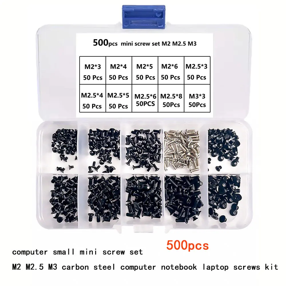 Juego de mini tornillos M2 M2.5 M3 de acero al carbono para computadora portátil