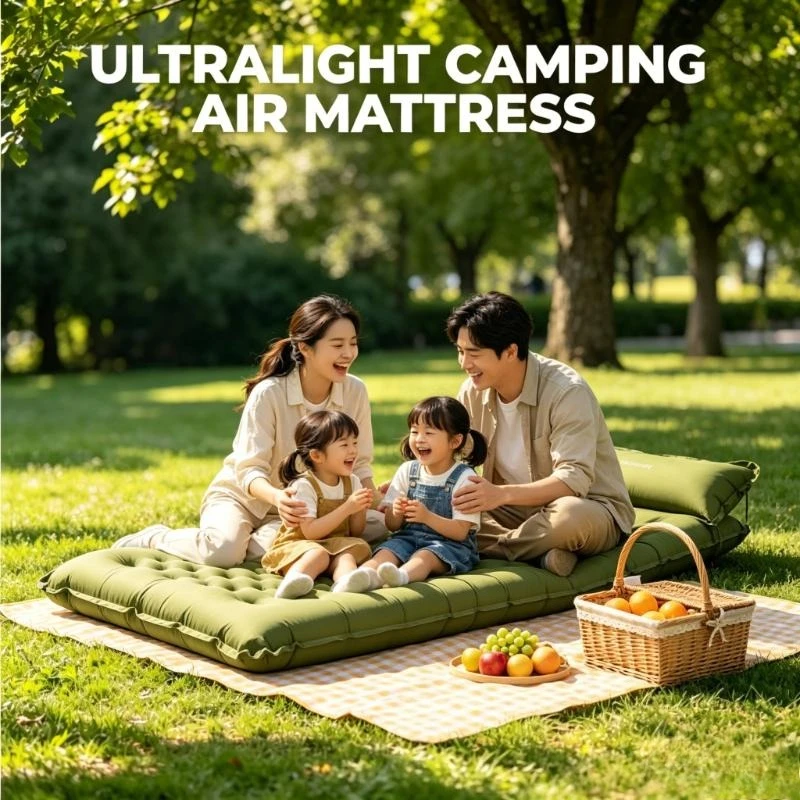 Eingebautes Kissen, ultraleichte, aufblasbare Isomatte, wasserdicht, dicke Luftmatratze, faltbar, tragbar, kompakt, für Outdoor, Wandern, Rucksackreisen, Picknick, Reisen, Erholung