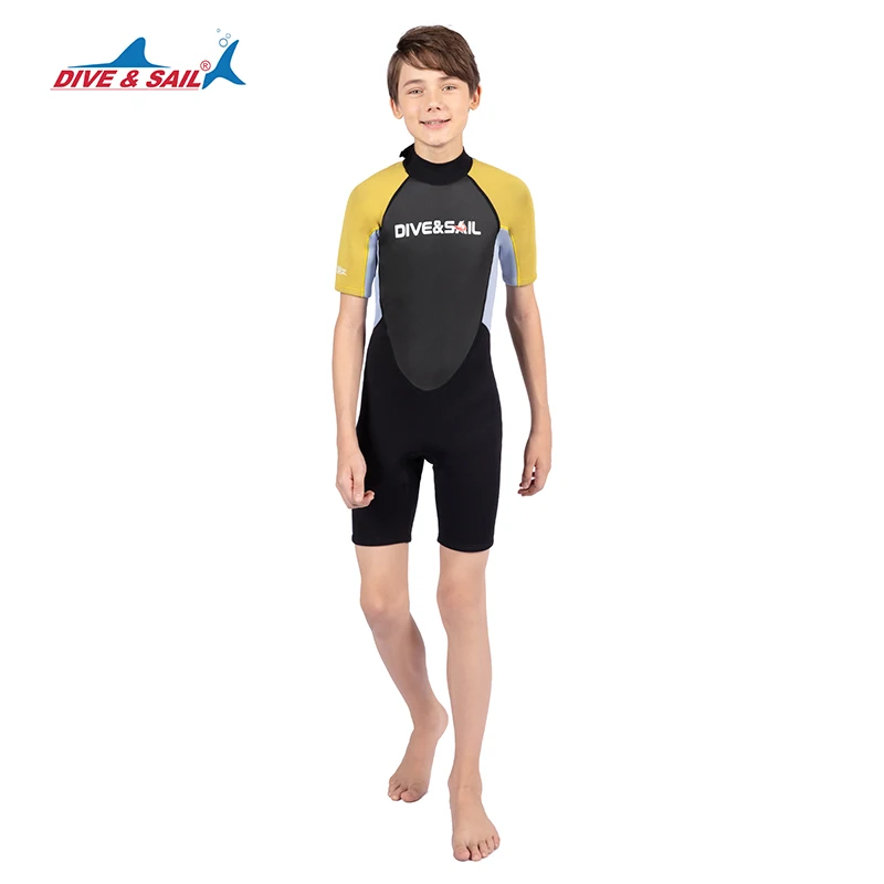 Kids Wetsuit 2.5mm Neoprene Short Sleeve, Youth Boy's and Girl's One Piece Shorty Wetsuit for Diving,Swimming,Surfing Suits