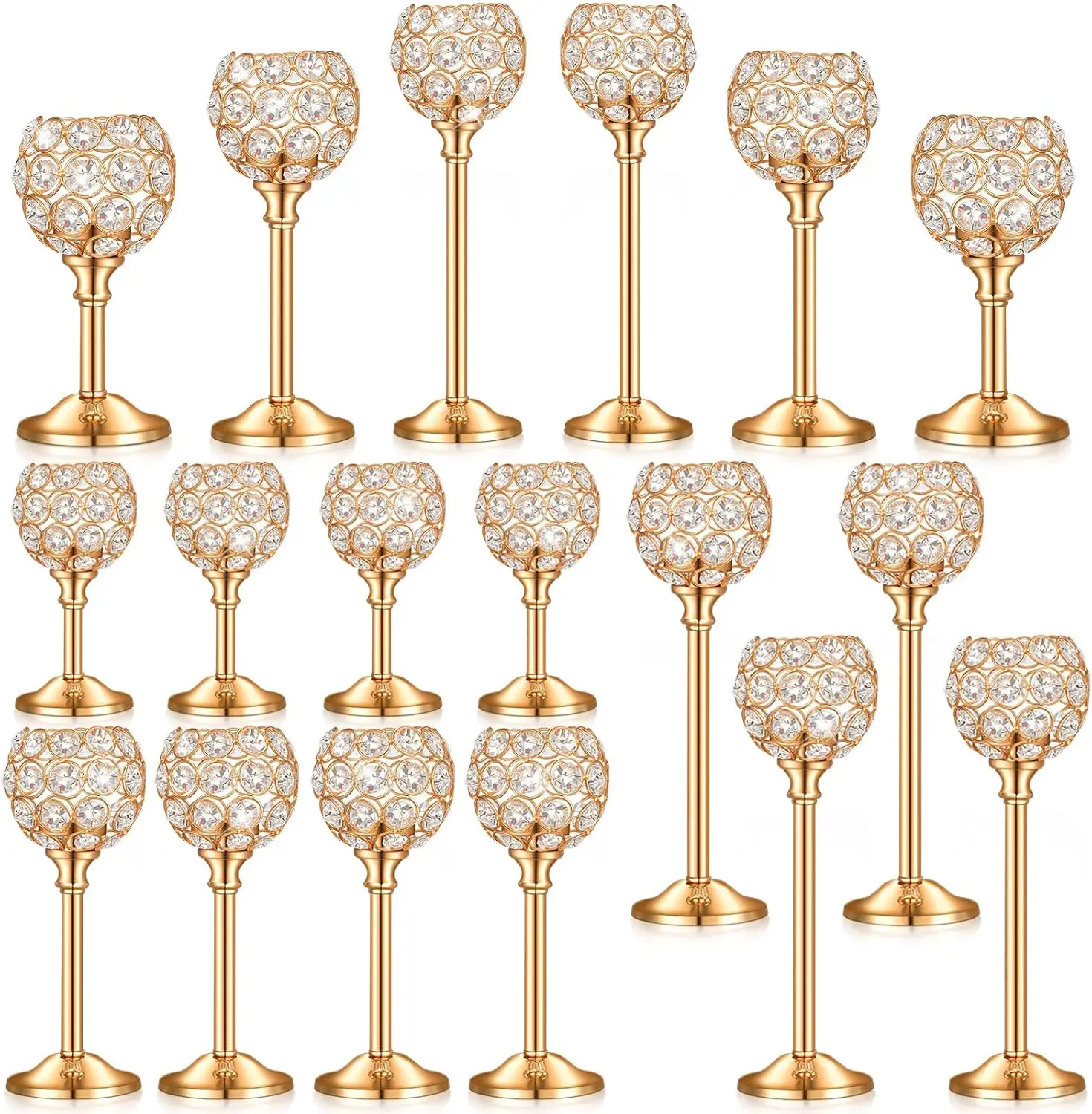 

18 Pieces Crystal Candle Holders Bulk Candle Stick Holder Centerpieces for Table Wedding Centerpieces Crystal Decorative