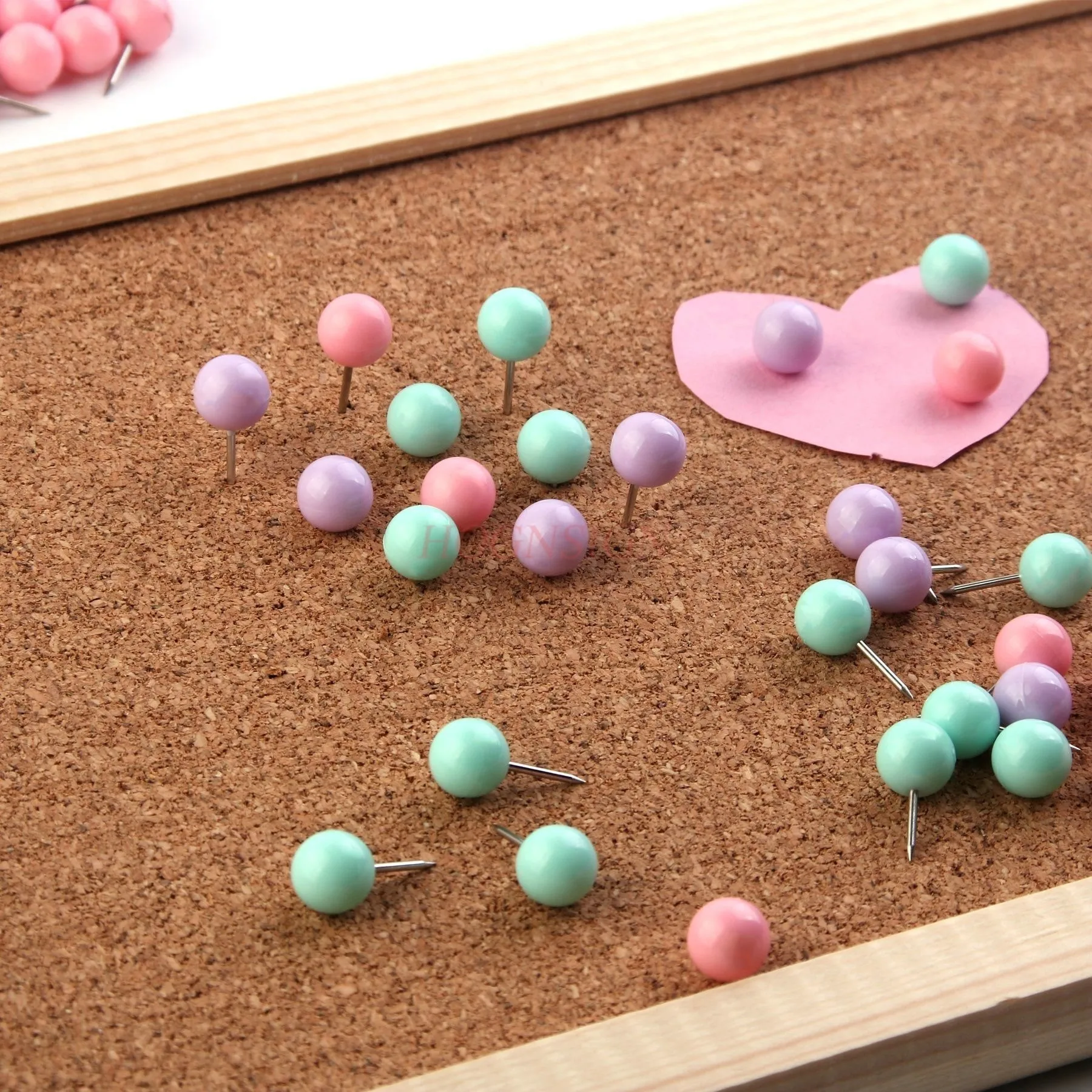 50pcs Macaron colored earth nail, big head art character nail, soft wooden card, teacher's universal message, drawing pin