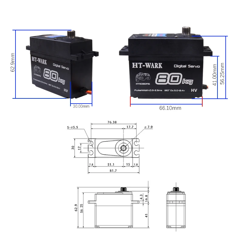 HT Large Torque Digital Servo 80kg con braccio in metallo Gear per 1:5 Traxxas arrma kraton baja RC Car Motor Servos ad alta velocità