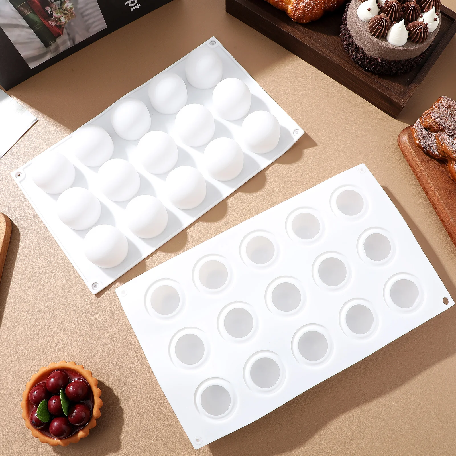 

2Pcs Mousse Mold Round Silicone Dessert Tools for Baking Chocolate Truffle Sphere Cake Ice Cream Fondant Pastry Cream Puck