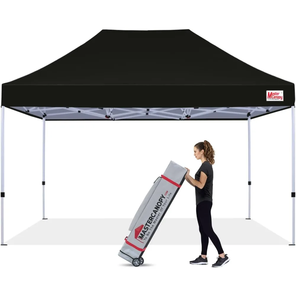 Pop Up Canopy Tent Commercial Grade 10x15 Instant Shelter (Black) Cool Camping Gear Shelters Tents Hiking Sports Entertainment