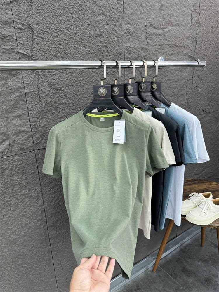 

Pampa& Men's round Ne ort Sve T-irt Breathable Qui Dry Cool Feeling Summer Faion Casual Polyester Fiber