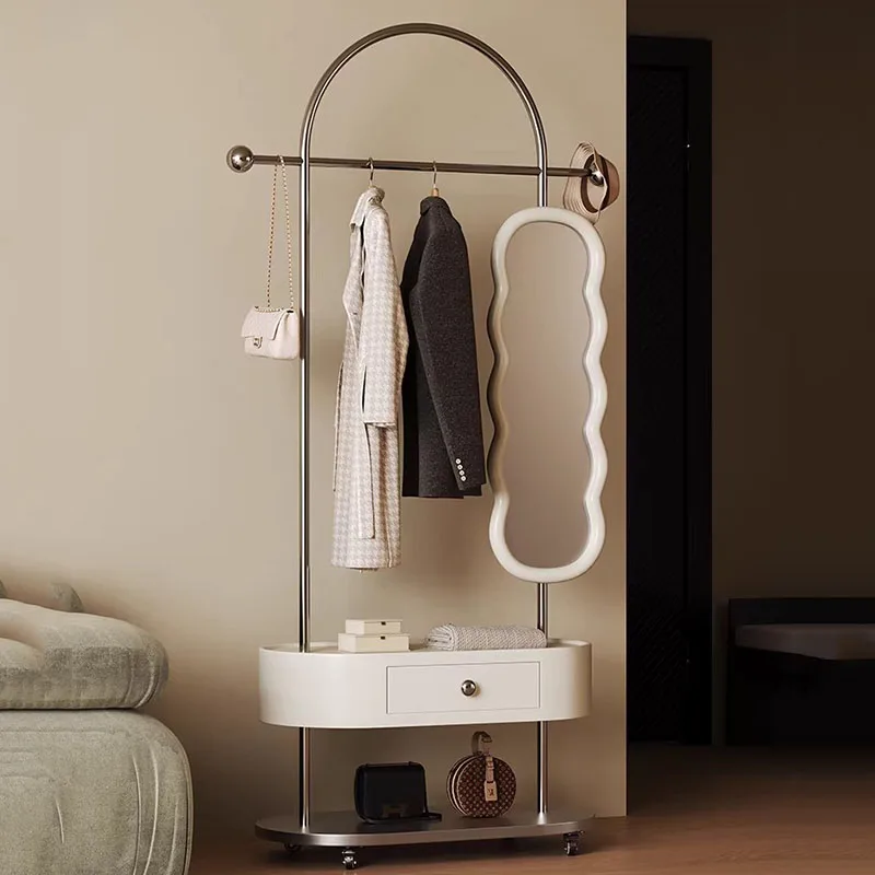 

Metal Floor Coat Racks Mirror Display Modern Bedroom Garment Hanging Hotel Coat Racks Living Room Arara De Roupa Home Furniture