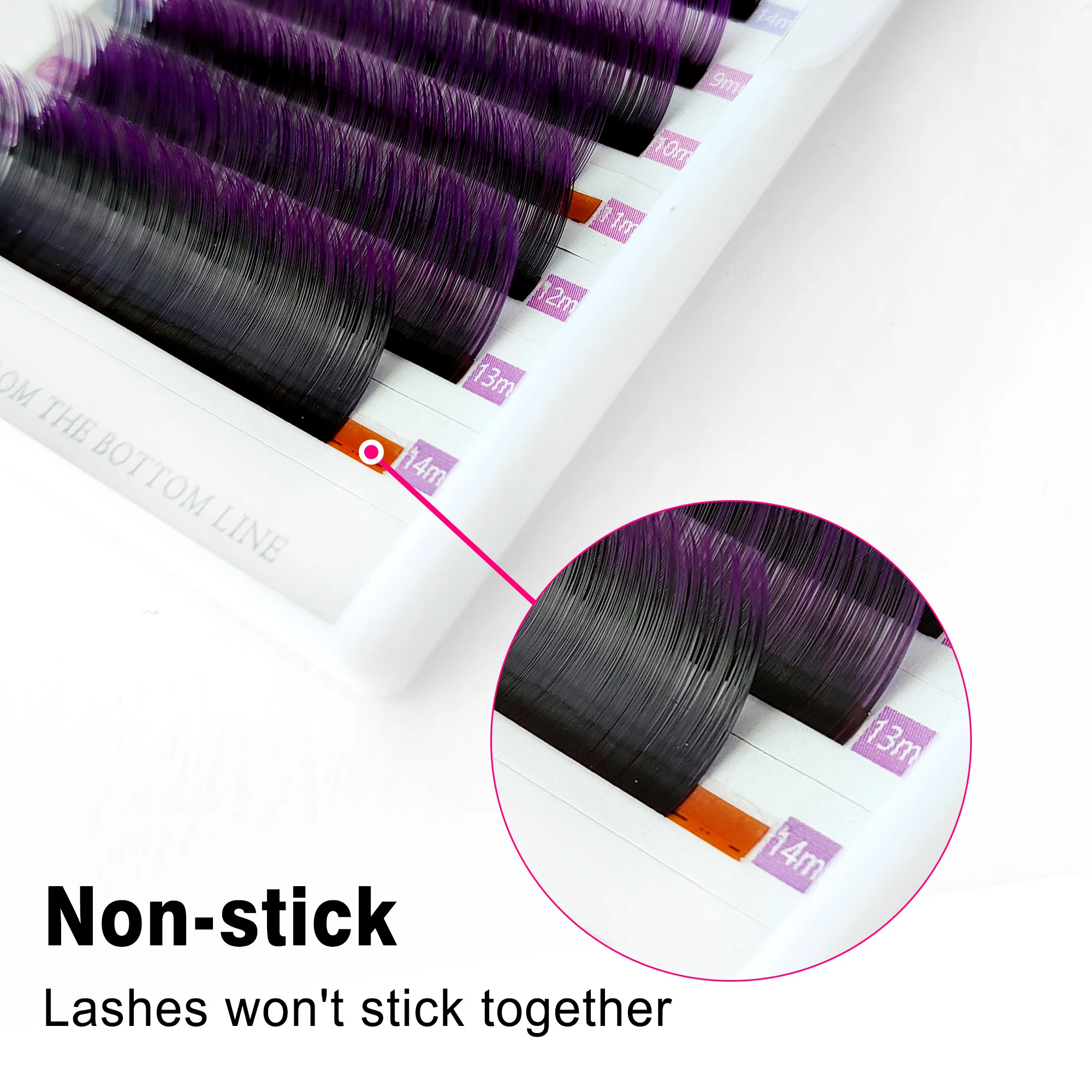 12rows/tray 0.07mm Ombre Pink/Purple/Blue/Brown Colored Eyelash Extension Mix9-14mm Individual Eyelashes Soft Natural Synthetic