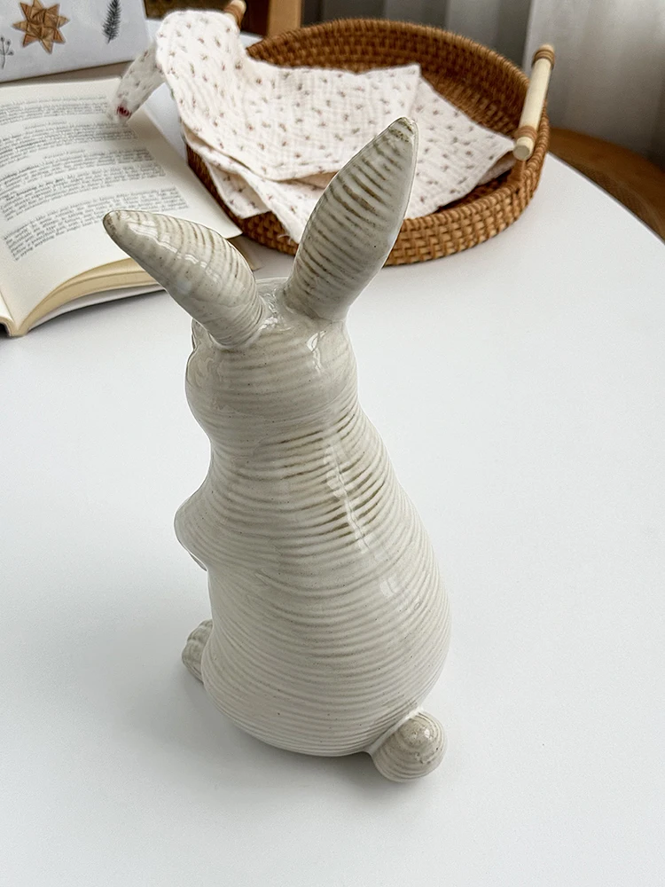 Lovely rabbit retro rustic ceramic home decorations ornamental ornaments