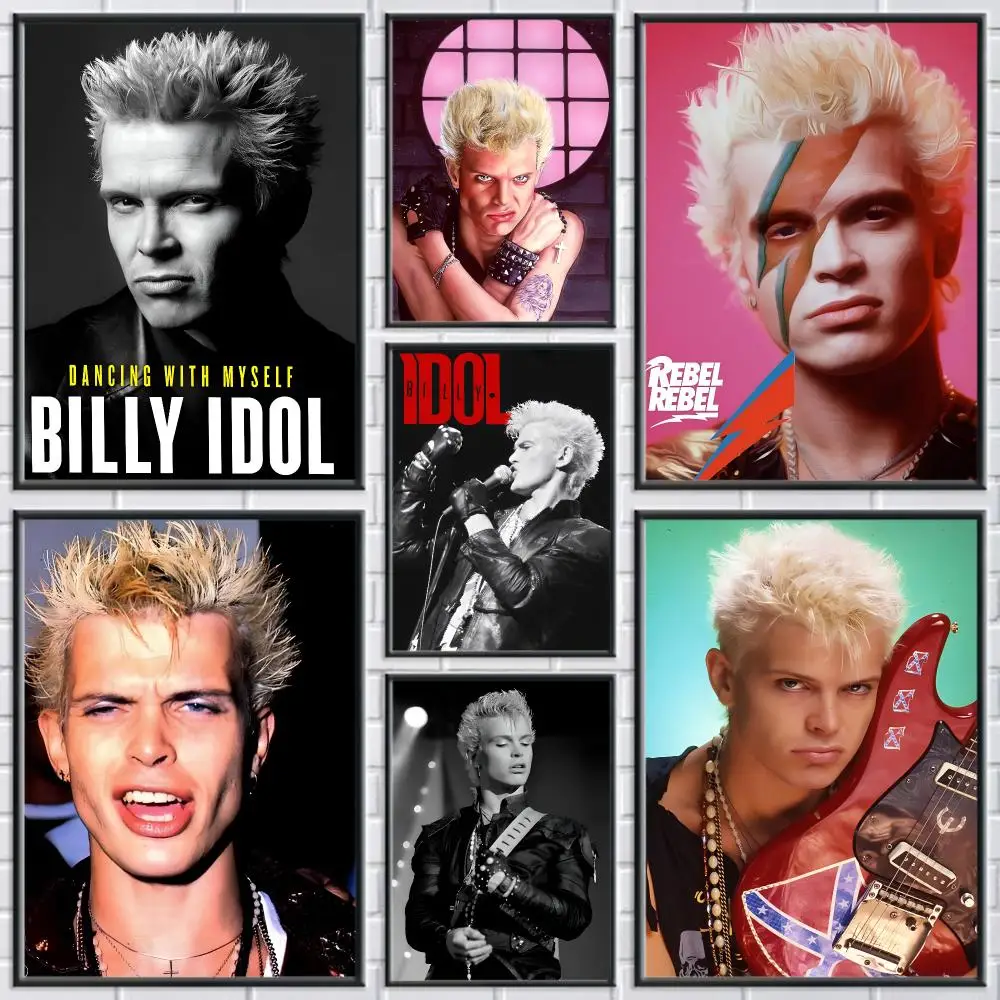 Rock Singer B-Billy I-Idol Poster Perfect Sticker Self Adhesive Wall Art Decor for Home Office Dining Spaces