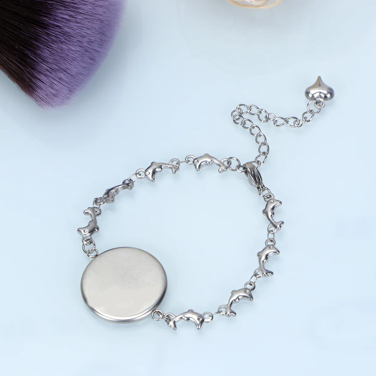 10 قطعة 20 مللي متر سوار من الفولاذ المقاوم للصدأ قاعدة لوحة دولفين شكل لتقوم بها بنفسك طقم مجوهرات للنساء هدية حفلة معصمه الديكور #1