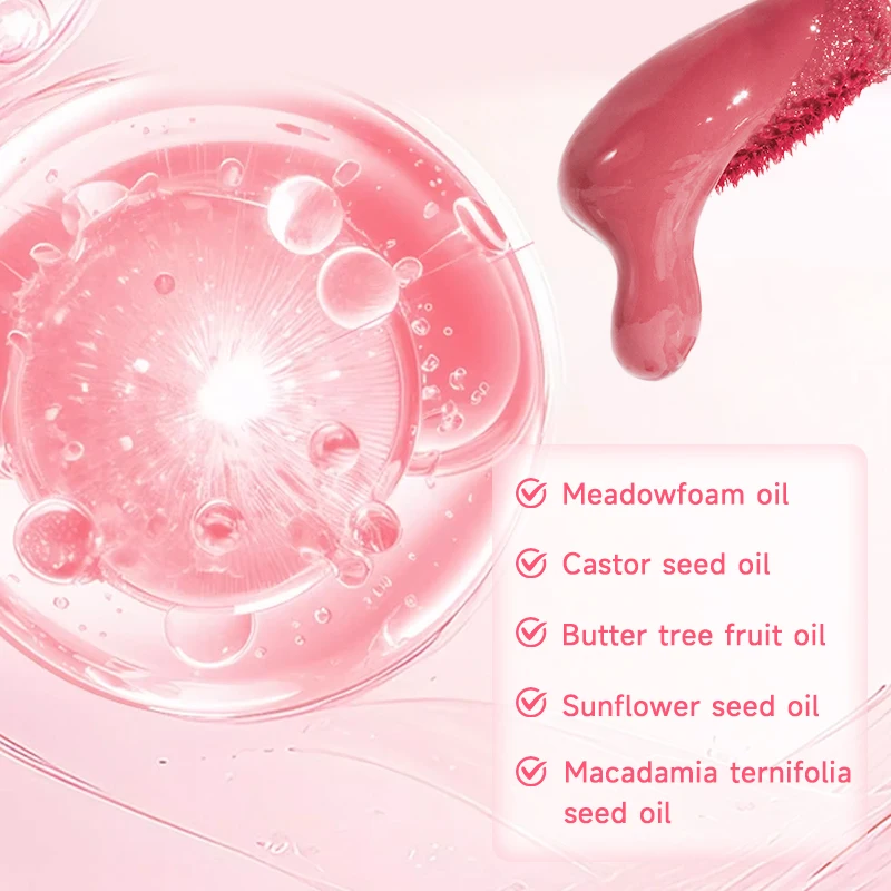 Brilho labial de gelatina de coelho fofo, esmalte labial brilhante hidratante, com batom nutritivo de óleo de semente de girassol, copo antiaderente de longa duração
