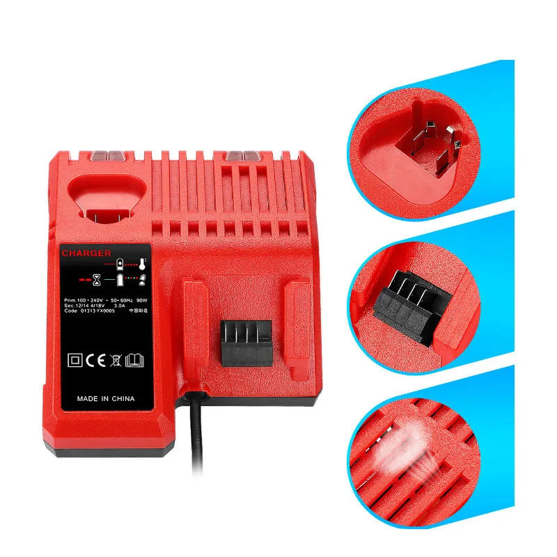 3A Li-ion Battery Charger for Milwaukee for M12 M18 48-11-1815 48-11-1828 48-11-2401 48-11-2402 EU Plug 110-240V Hight quality