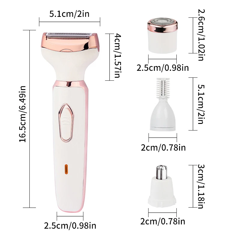 4 in 1 Women Electric Epilator Bikini Eyebrow Nose Lady Trimmer Facial Hair Removal Face Body Painless Female Shaver Depilator