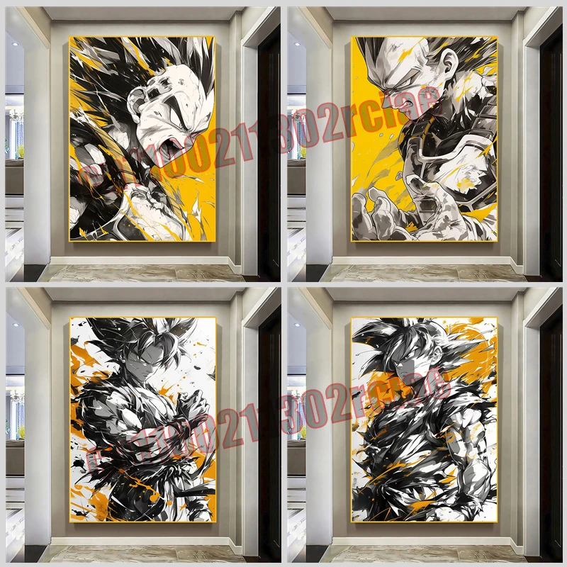 

Super Cool Dragon Ball Poster, Goku Vegeta, Cartoon Image, Print Painting on Canvas, Living Room Wall Art Deco Oil Painting