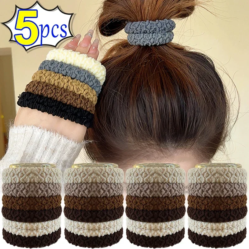 Women Thick Elastic Bands Cloth Ball Head Headband High Ponytail Hair Ties Solid Korean New Headwear Girls Hair Accessoires