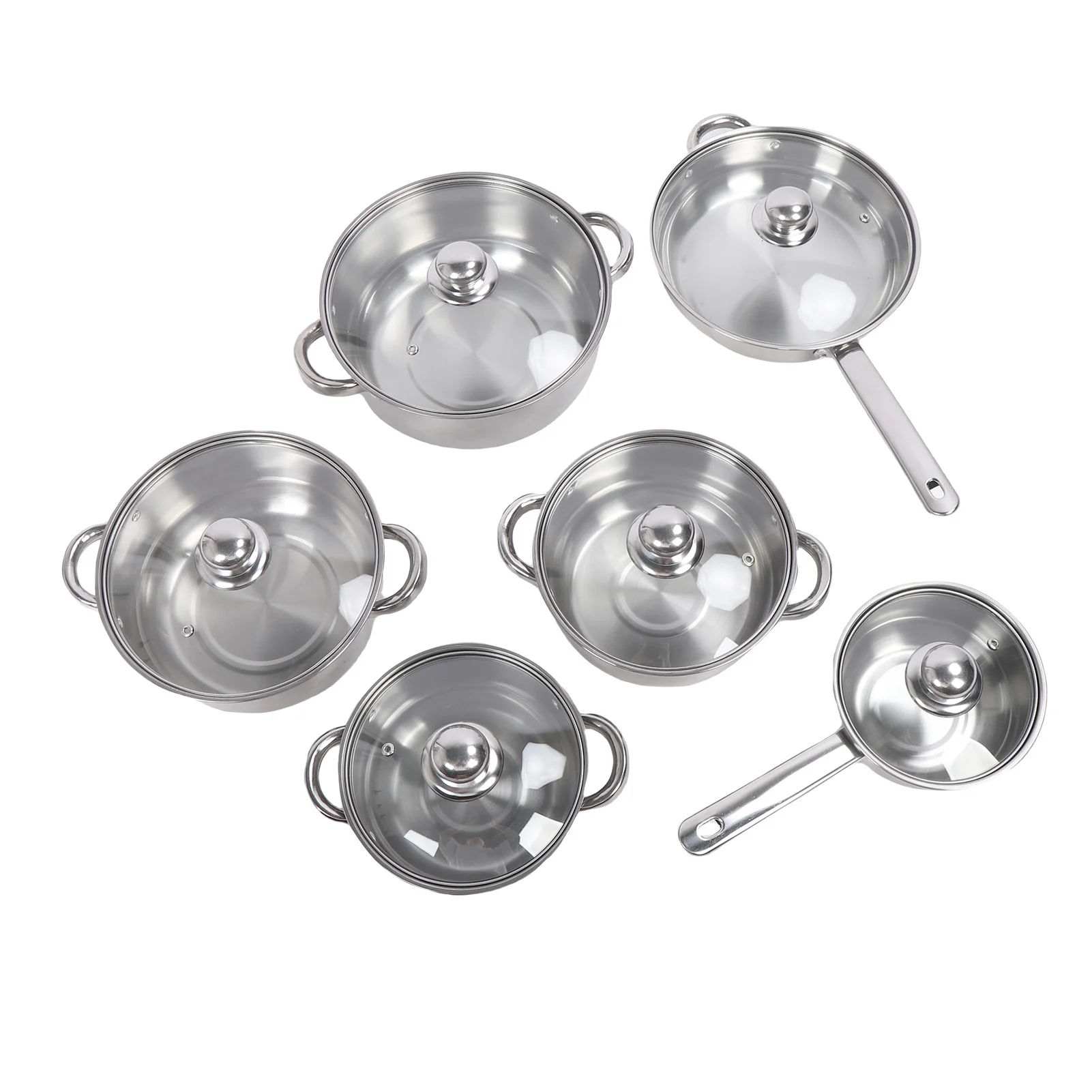 ステンレス鋼の鍋とフライパンセット 蓋付き調理セット 長持ちする厚みがあり、お手入れが簡単 キッチン用多機能