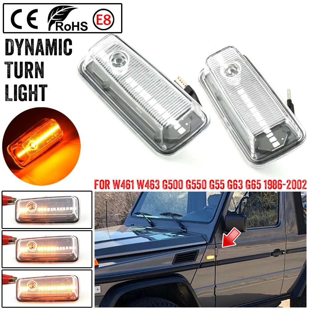 LED Side Marker Turn Signal Light Dynamic Flowing Front Fender Indicator Lamp For Mercedes-Benz W460 W461 W463 G500 G550 G55 G65