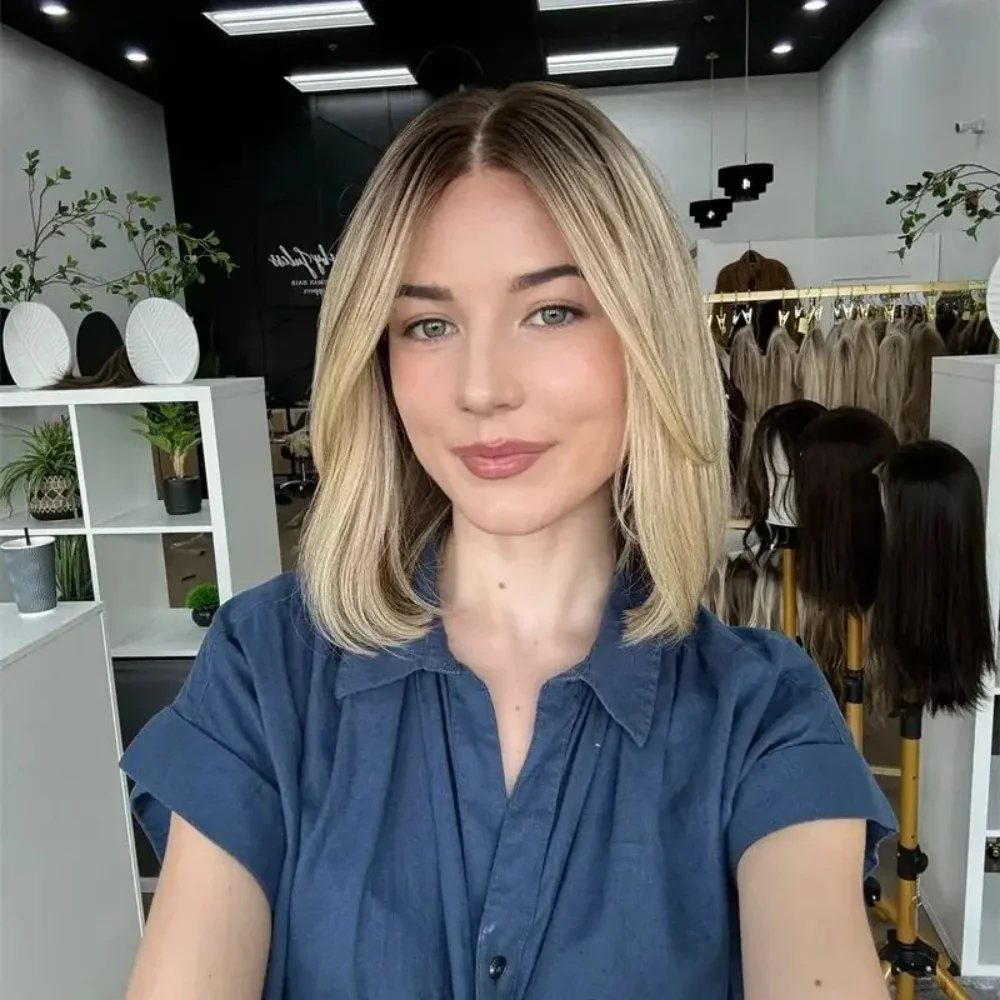 Pre-Plucked Ombre Blond 24Inch Wave with Bangs Natural HD Lace Wig for Women Transparent Lace Frontal Versatile Hair Wig