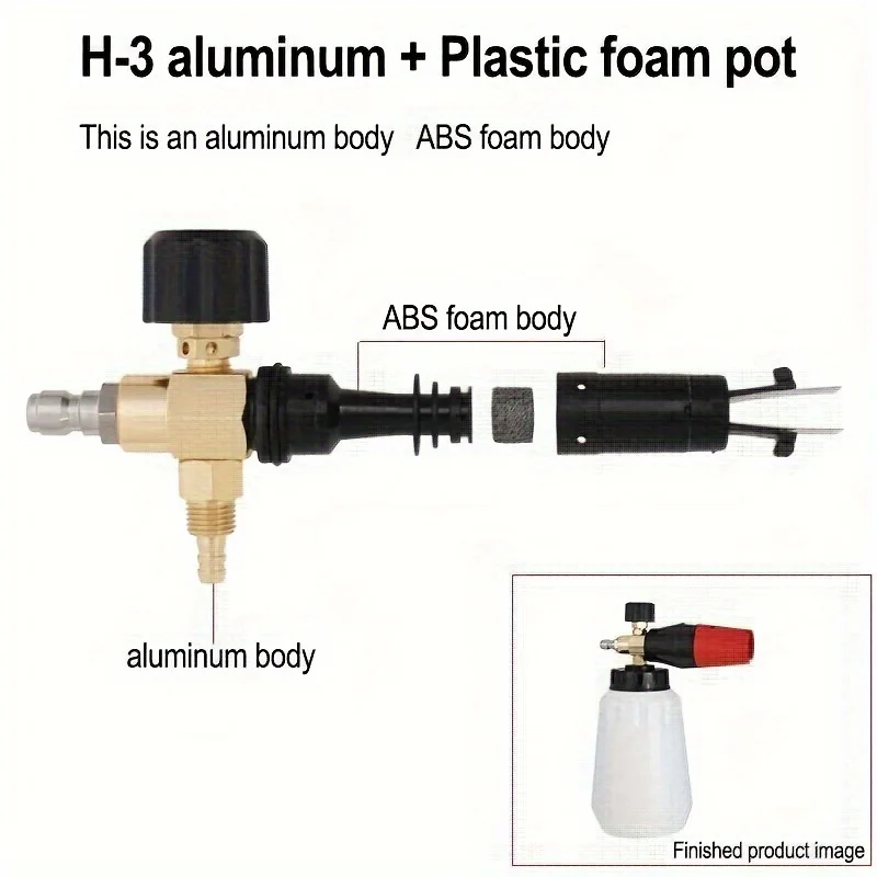 High pressure snowflake foam spray gun 1L large capacity 1/4 quick connect adjustable spray angle high pressure cleaning tool