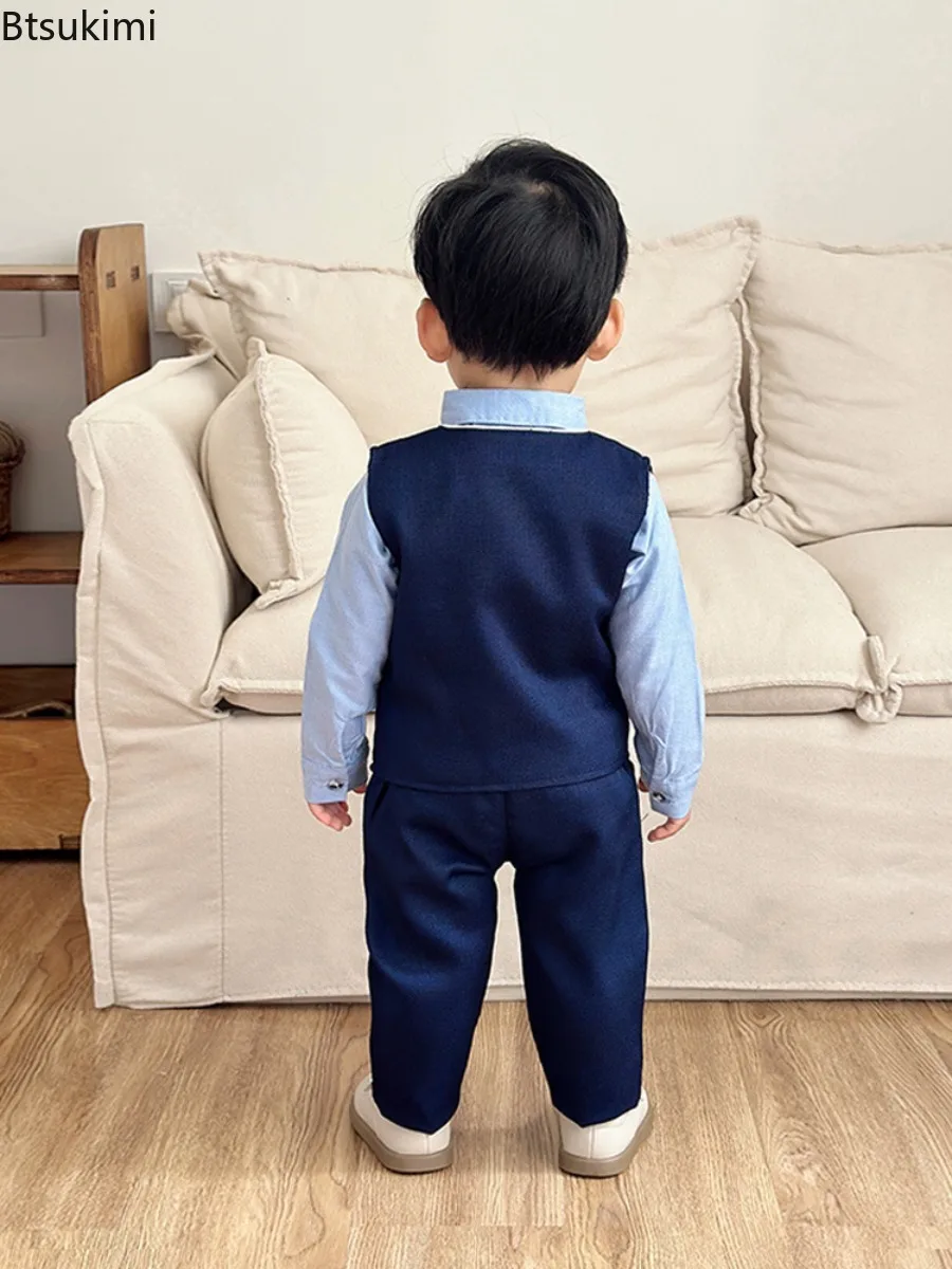 1 Year Baby Kids Photograph Gentle Suit Children Formal Ceremony Tuxedo Dress for Child Boys Wedding Party Performance Costume