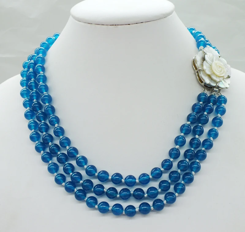 

classic 3 layer 8MM Brazilian semi-precious stones necklace