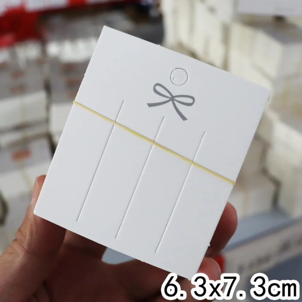 

100pcs/set Paper Hairpin Display Card Blank Design White Jewelry Display Card Cute Printed Bow Display Card