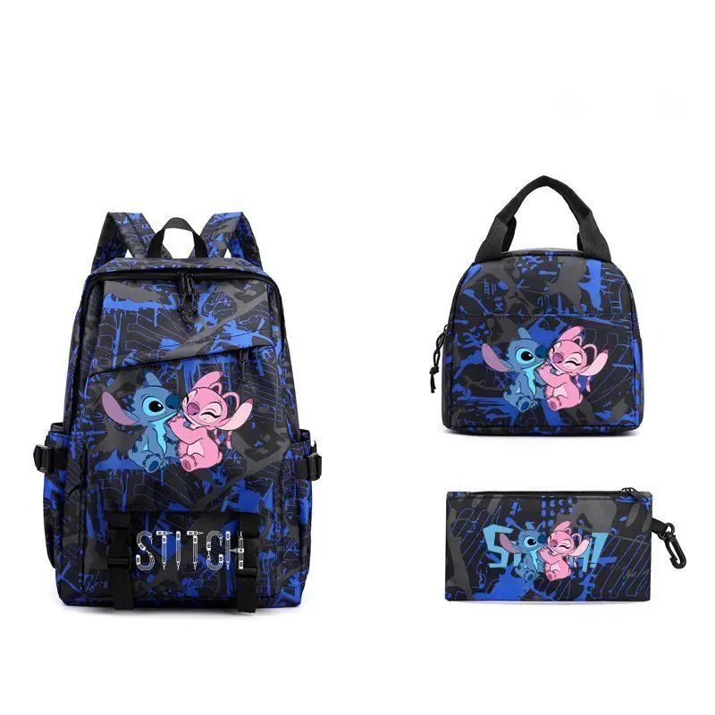 3Pcs/set Lilo And Stitch Backpack with Lunch Bag Pencil Case for Girl Boy Schoolbag Back To School Bookbag Kid Gift Rucksacks