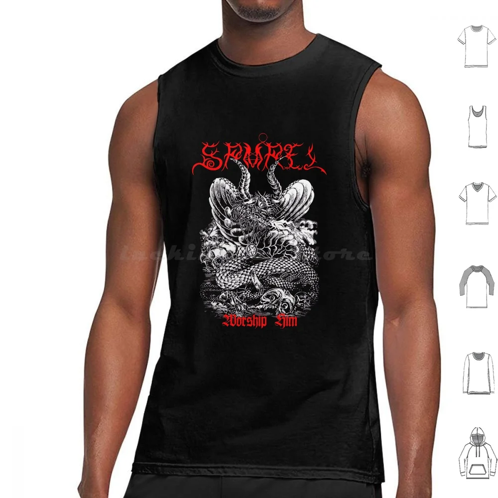 Worship Him Samael-Classic Old School Black Metal Tank Tops Print Cotton Black Metal Samael Worship Him Beherit