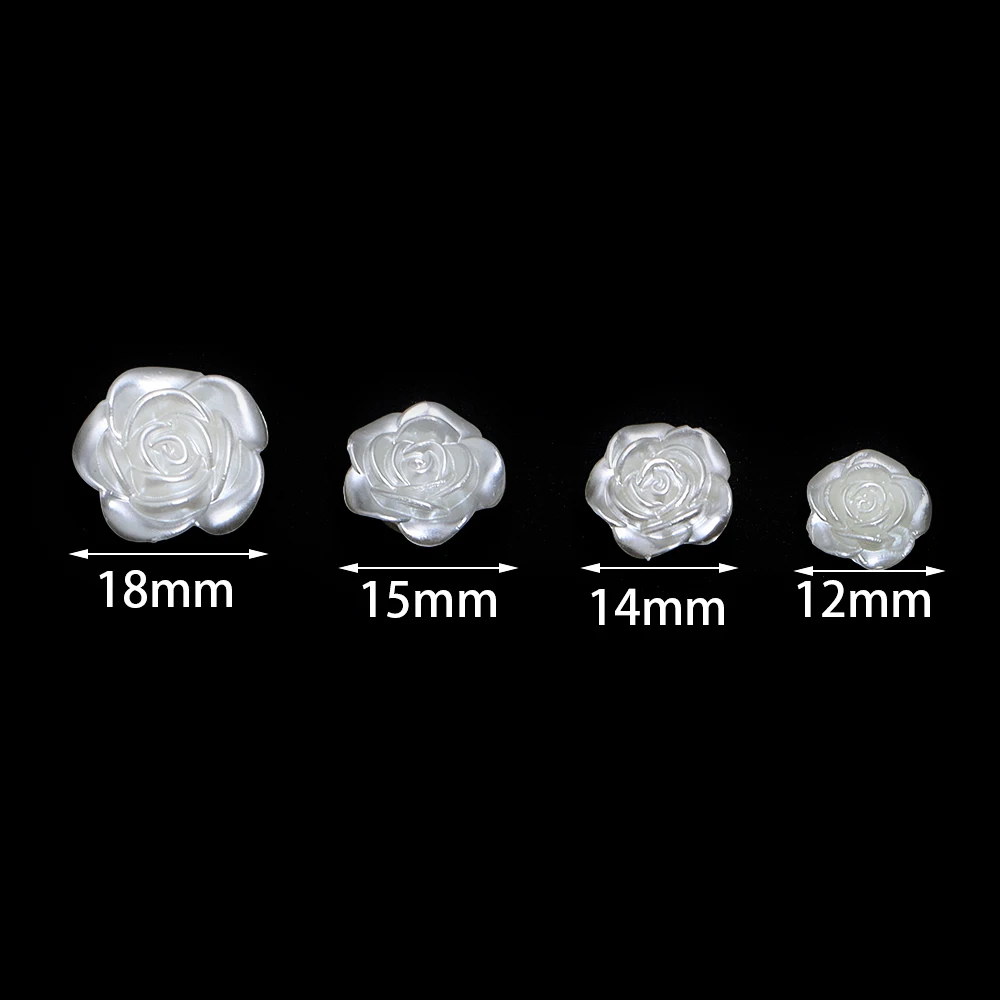 50/100pcs ABS Imitation Pearl Rose Beads White Flat Back Loose Beads For DIY Jewelry Making Bracelets Necklace Earrings Supplies