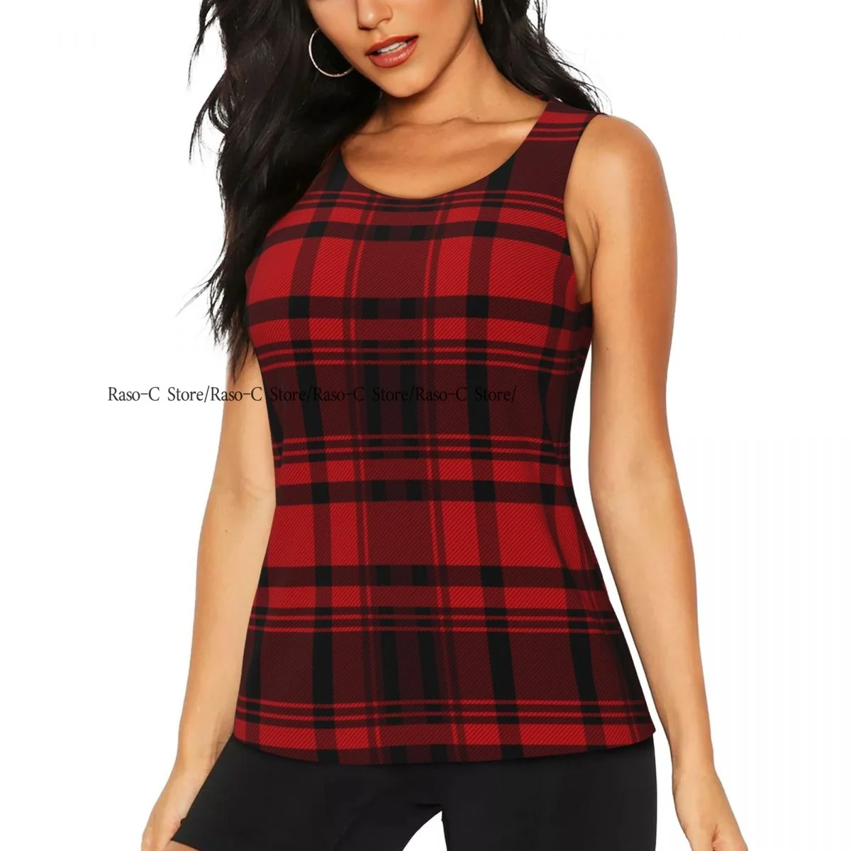 Women's Workout Tank Tops Quick Dry Sleeveless Running Athletic Shirts Tartan Plaid Gym Yoga Tops