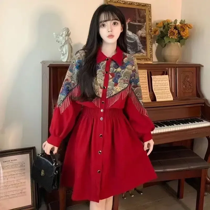 Traditional Chinese Style Women Clothing Hanfu Outfit Red Modern China New Year Costume Clothes