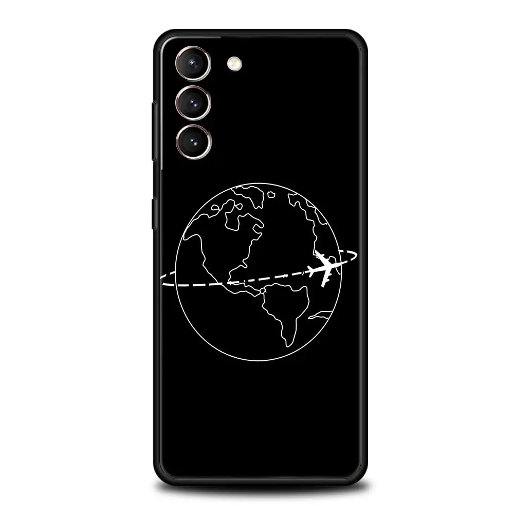 Cartoon World map scenery direction Phone Case For Samsung Galaxy S24 S23 S22 S20 Ultra S21 FE 5G S10 S9 Plus S10E S8 Soft Cover
