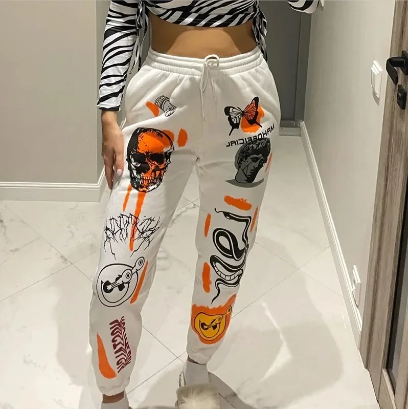 Damen Jogginghose für Zuhause und Outdoor, Komfortable Sweathose, Neue Mode Y2K, Lose Hose mit Kordelzug, Streetwear – Detail 9