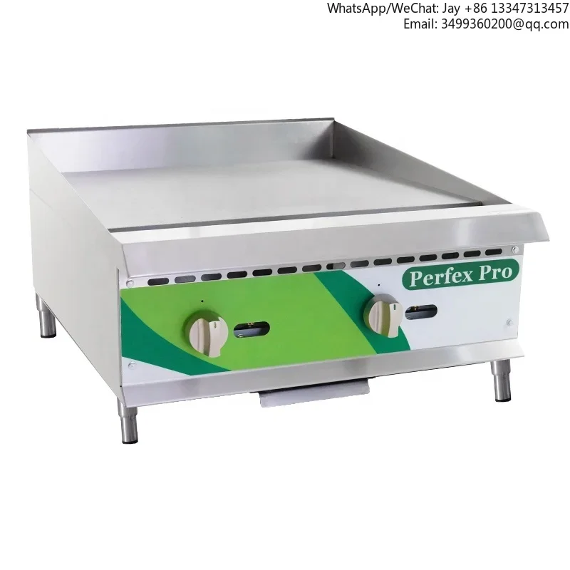 

2026Perfex 2 Burner Gas Griddle Manual Control 19mm Grill Board Commercial Kitchen Equipment